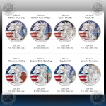 1oz ZDA $1 "Silver Eagle 2014 - Lincoln Memorial" BARVNI